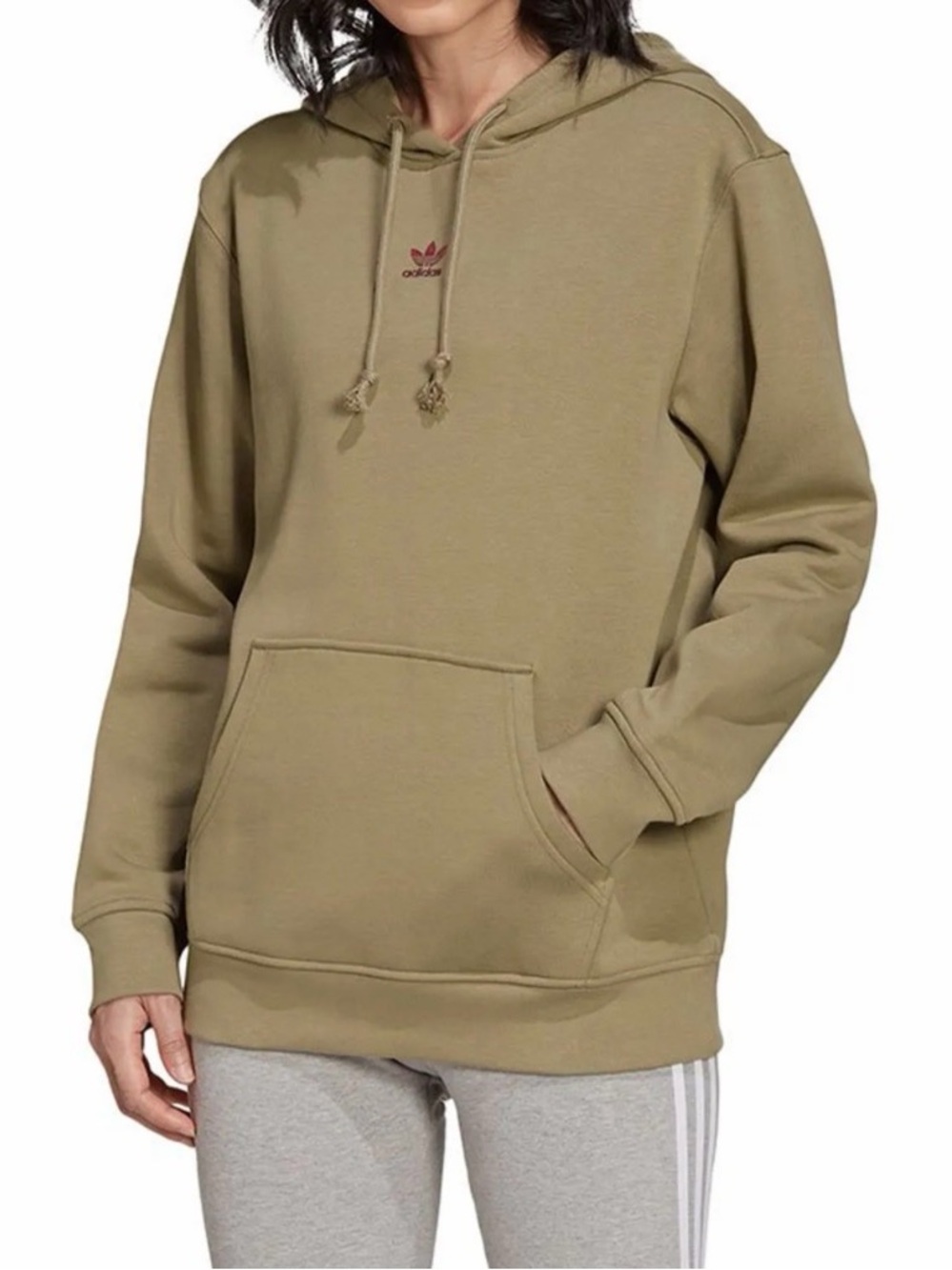 Adidas Adicolor Essentials Orbit Green Fleece Hoodie with Trefoil Logo